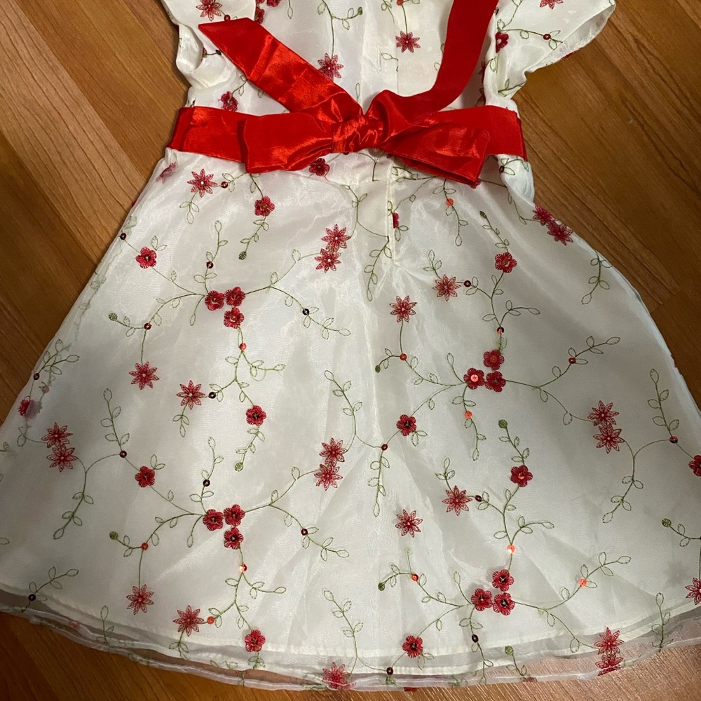 Red Beautiful Great Condition Floral Girls Dress Size 24 Months - Picture 2 of 7